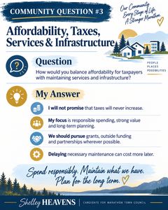 Community question 3: Affordability, taxes, services & infrastructure